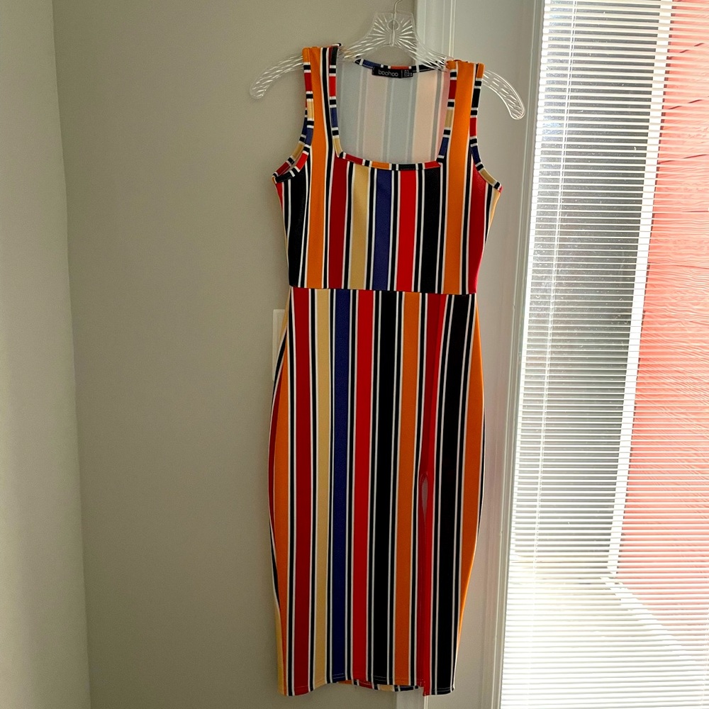 Multicolored Midi Dress w/split